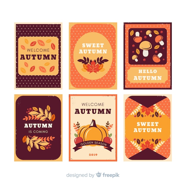 Free vector collection of vintage autumn cards