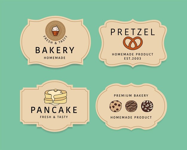 Collection of vintage banner and bakery logo badges Homemade bakery label retro style