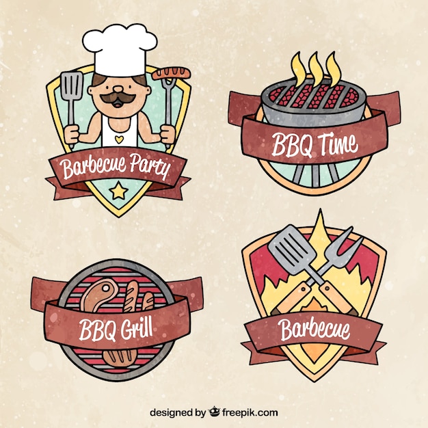 Vettore gratuito collezione di badge vintage bbq