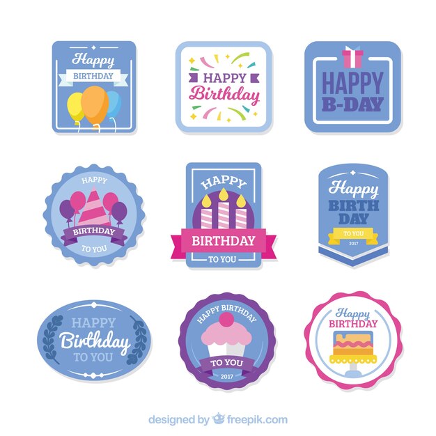 빈티지 생일 스티커 컬렉션