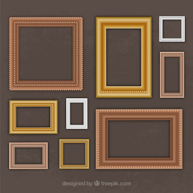 Collection of vintage frames in different sizes