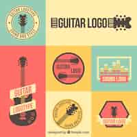 Free vector collection of vintage guitar logos