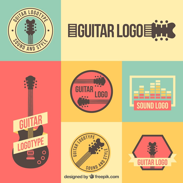 Free Vector collection of vintage guitar logos
