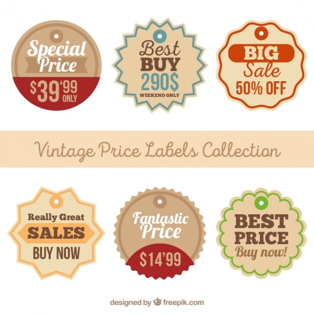 Free vector collection of vintage labels with great prices