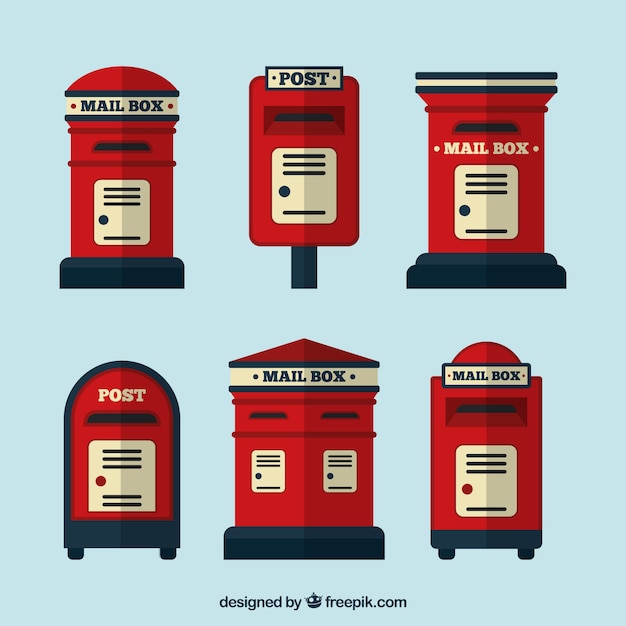 Free vector collection of vintage mailboxes in flat design