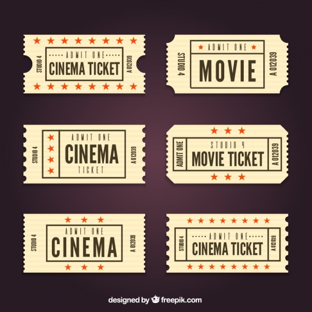 Collection of vintage movie tickets