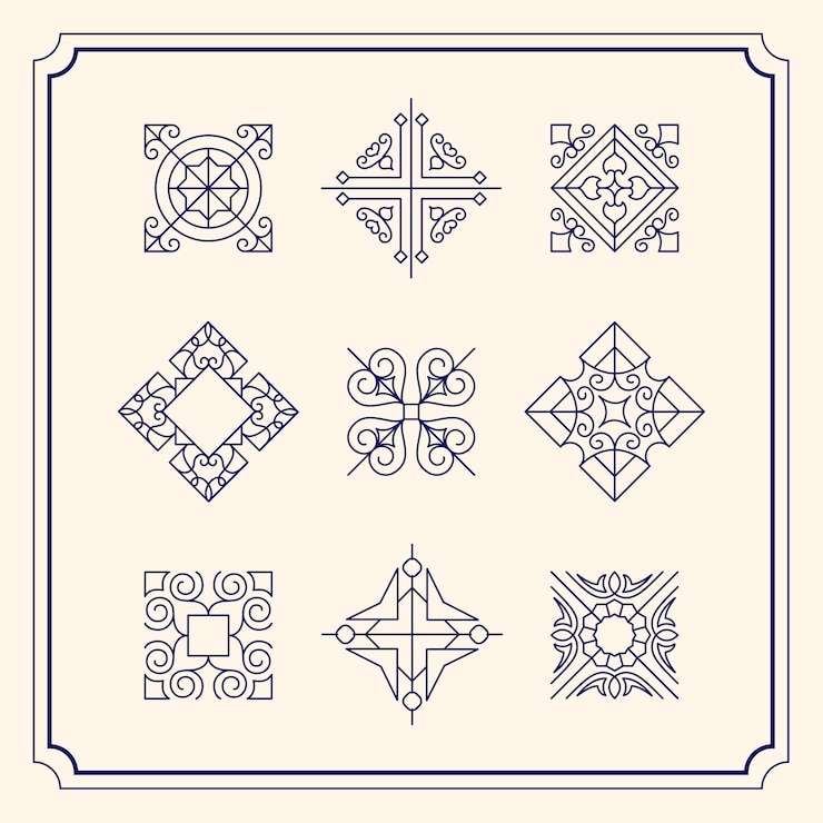 Free Vector collection of vintage ornament frame illustration