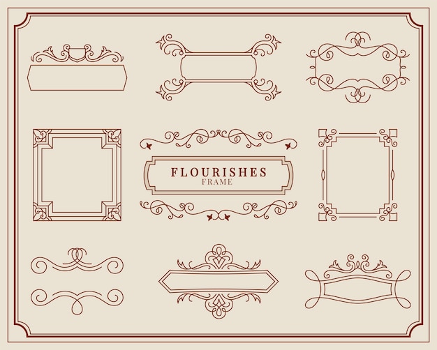 Collection of vintage ornament frame illustration