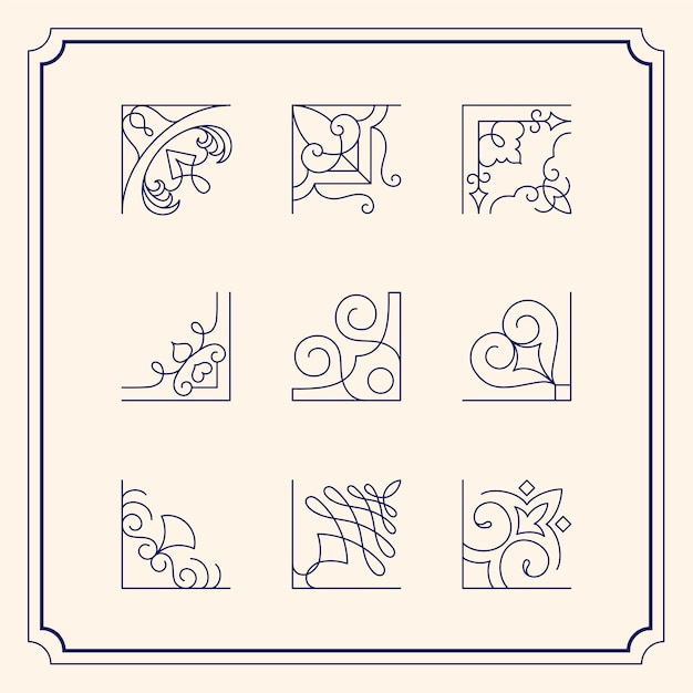 Free vector collection of vintage ornament frame illustration