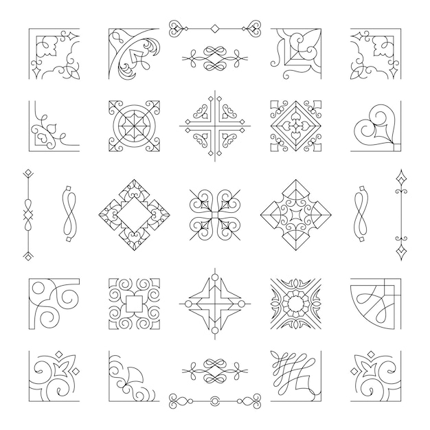 Free Vector | Collection of vintage ornament frame illustration