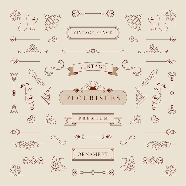 Free vector collection of vintage ornament frame illustration