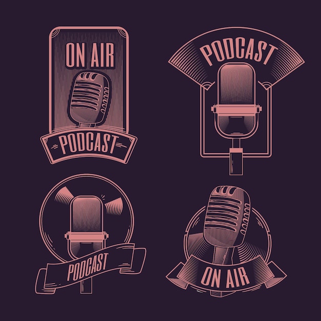 Collezione di loghi di podcast vintage