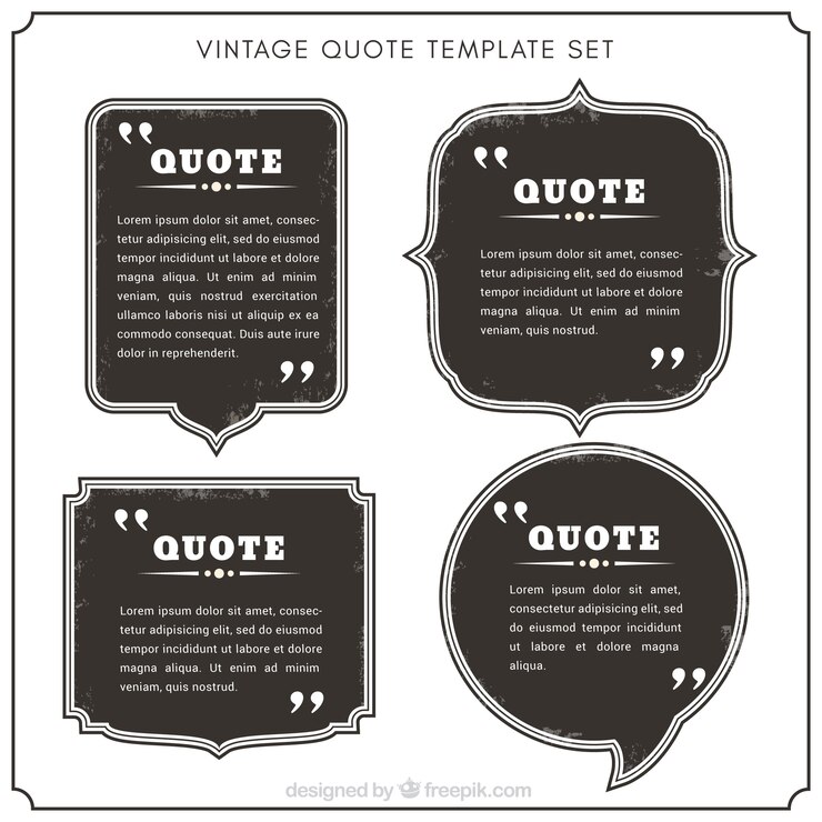 Free Vector collection of vintage quote templates with black background