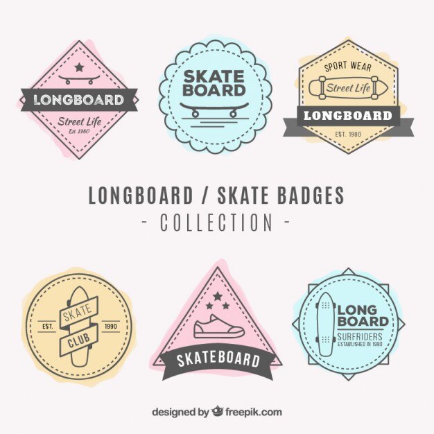 Free vector collection of vintage skate badge