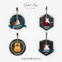 Free vector collection of vintage style guitars logos