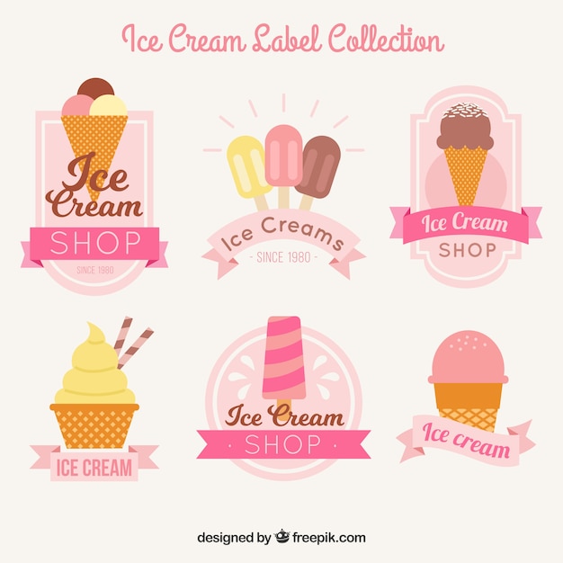 Collection of vintage style ice cream stickers