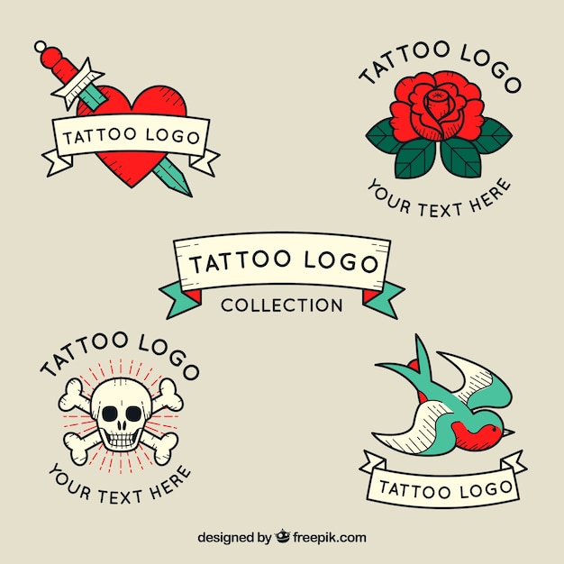 Free vector collection of vintage tattoo logos