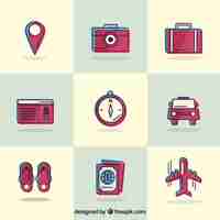 Free vector collection of vintage travel element