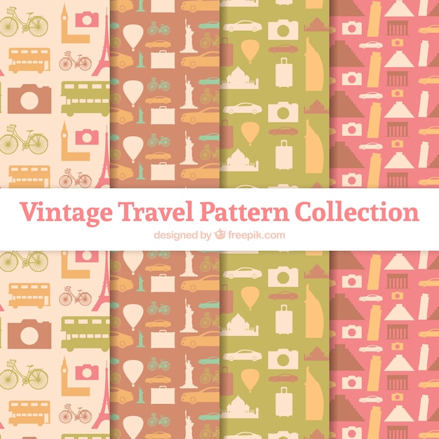 Free vector collection of vintage travel patterns