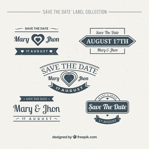 Collection of vintage wedding stickers