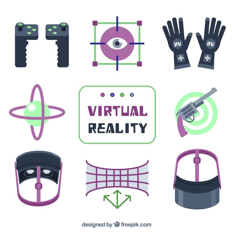 Free Vector collection of virtual reality colored elements