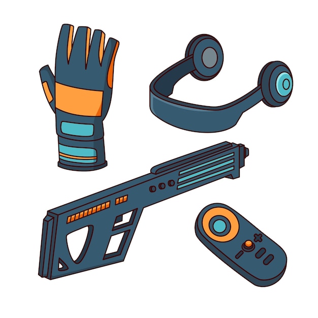 Free vector collection of virtual reality equipment elements