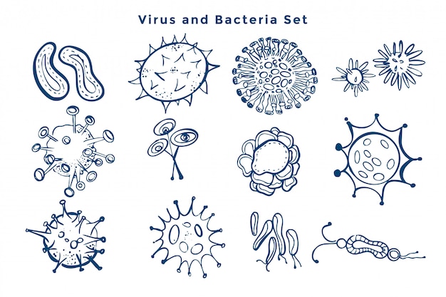 ウイルスとバクテリアの細菌のデザインのコレクション