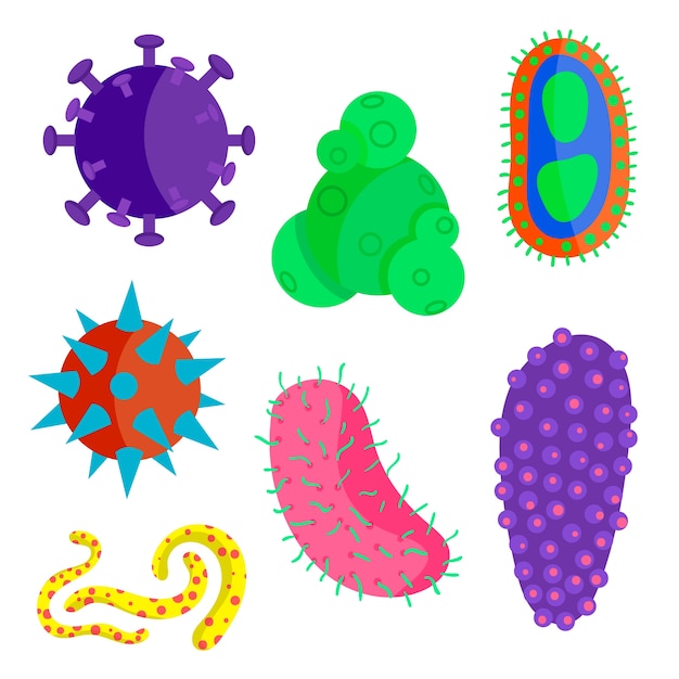 Collection of virus in flat design