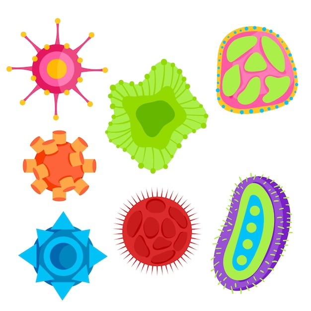 Collection of virus in flat design