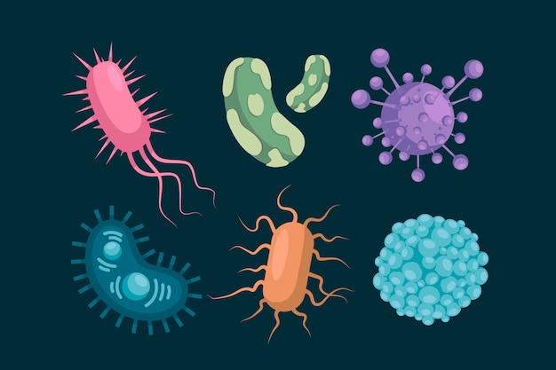 Free vector collection of virus in flat design