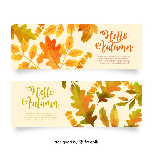 Free vector collection of watercolor autumn banners