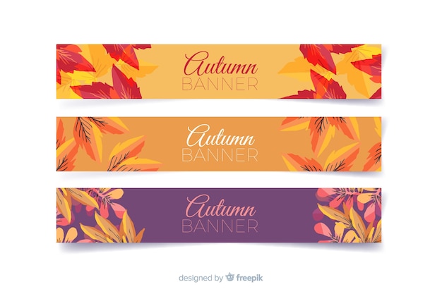 Collection of watercolor autumn banners