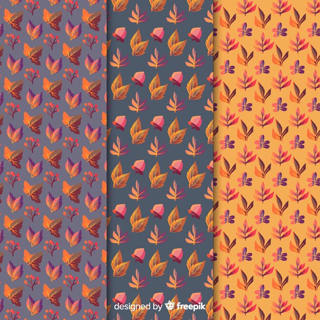 Collection of watercolor autumn pattern