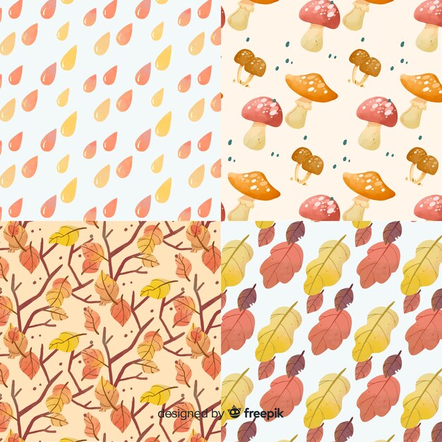 Collection of watercolor autumn patterns