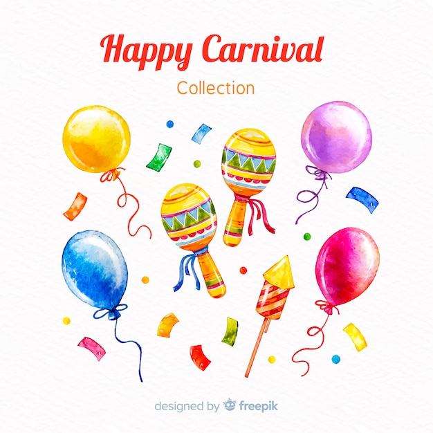 Free vector collection of watercolor carnival elements