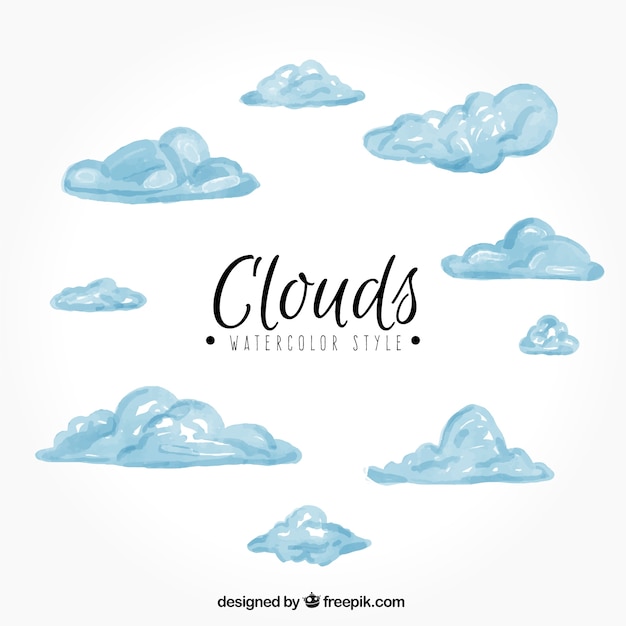 Vettore gratuito raccolta di nuvole acquerello
