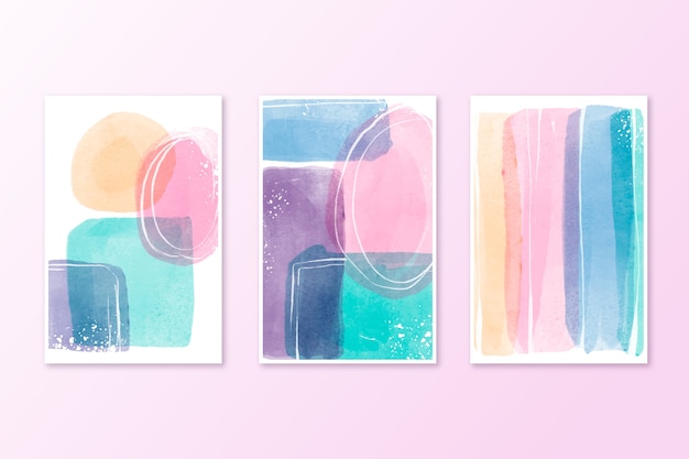 Collection of watercolor covers pastel colors