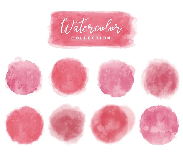 Collection watercolor elements red and pink