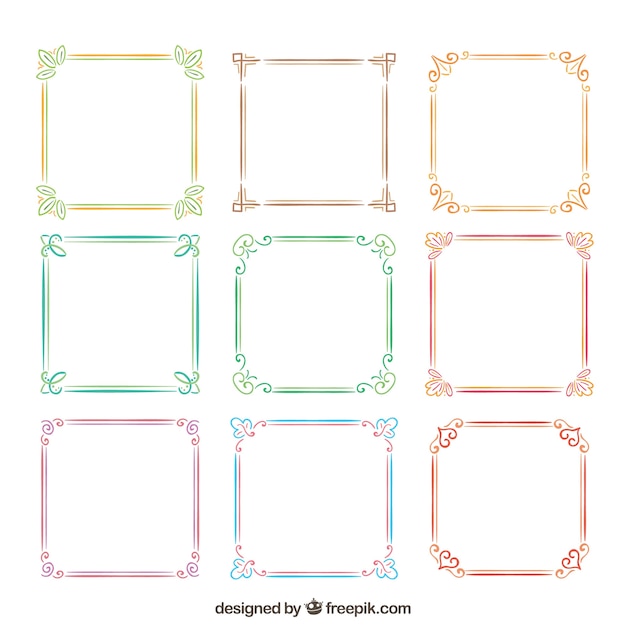 Collection of watercolor frames