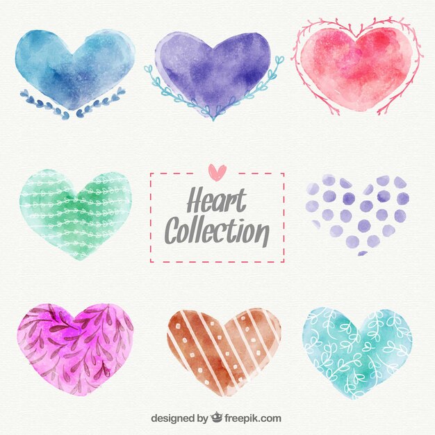 Collection of watercolor hearts