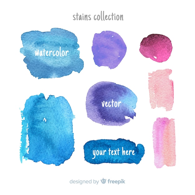 Free vector collection of watercolor stains and brush strokes