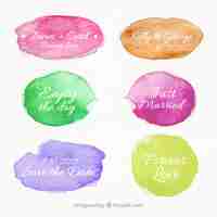 Free vector collection of watercolor stains with message