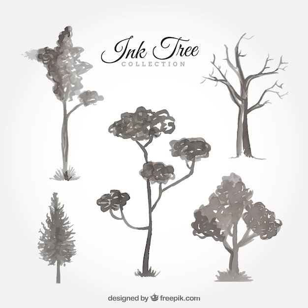 Free vector collection of watercolor trees