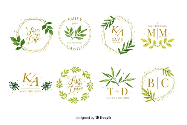 Коллекция акварельных свадебных рамок логотипов