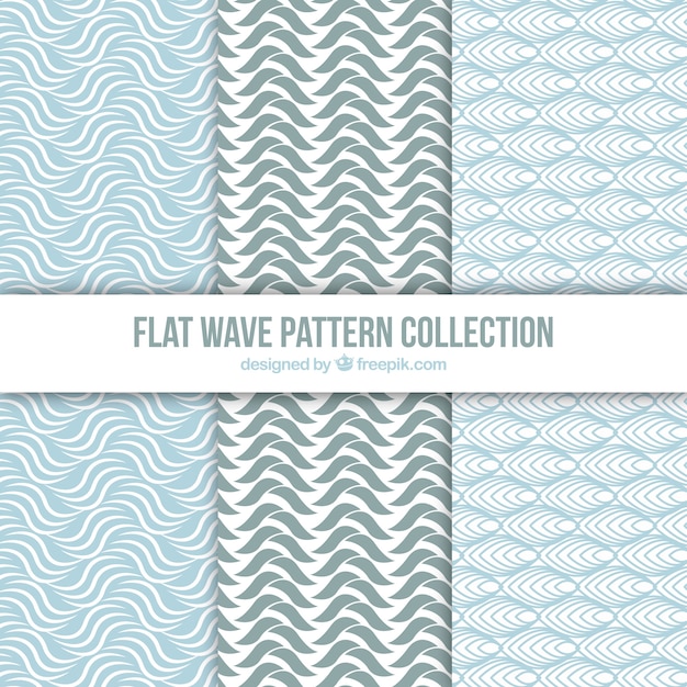 Collection of wave patterns in flat design