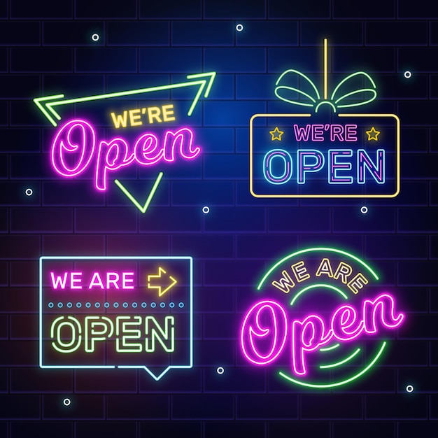 Free vector collection of we are open signs