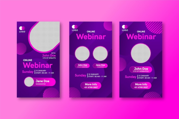 Free vector collection of webinar social media stories