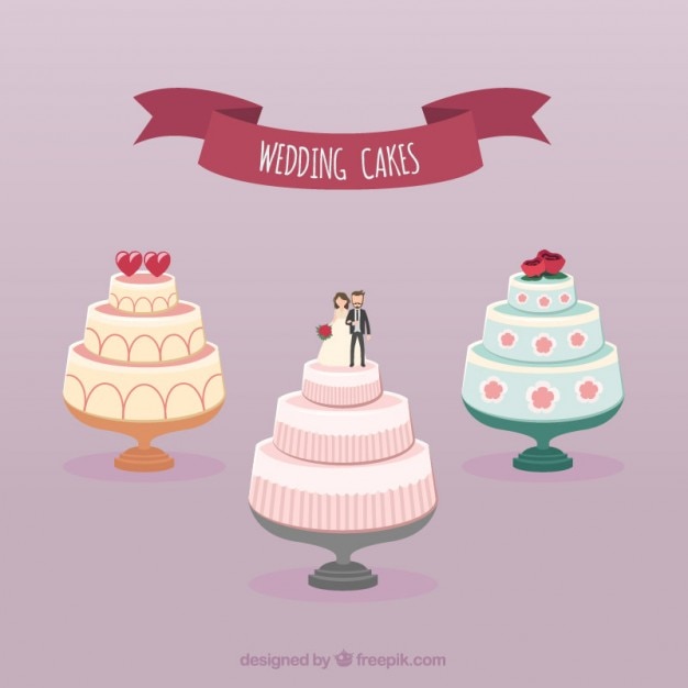 Free vector collection of wedding cakes