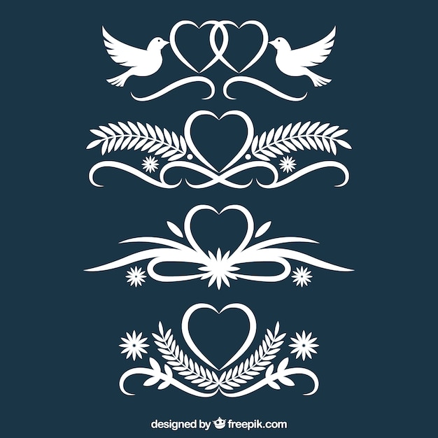 Free vector collection of wedding ornaments in flat design