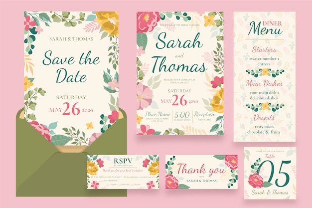 Free vector collection of wedding stationery